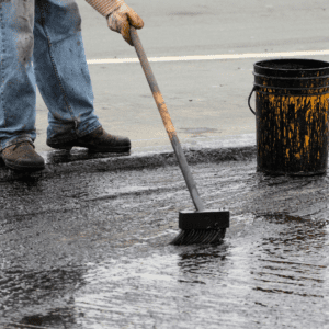 Hot asphalt applied to commercial roof