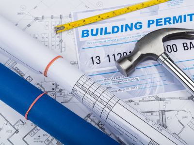building permit with paperwork