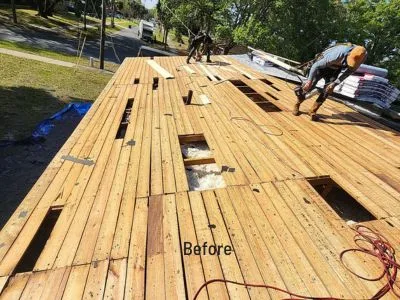 wood boards on roof