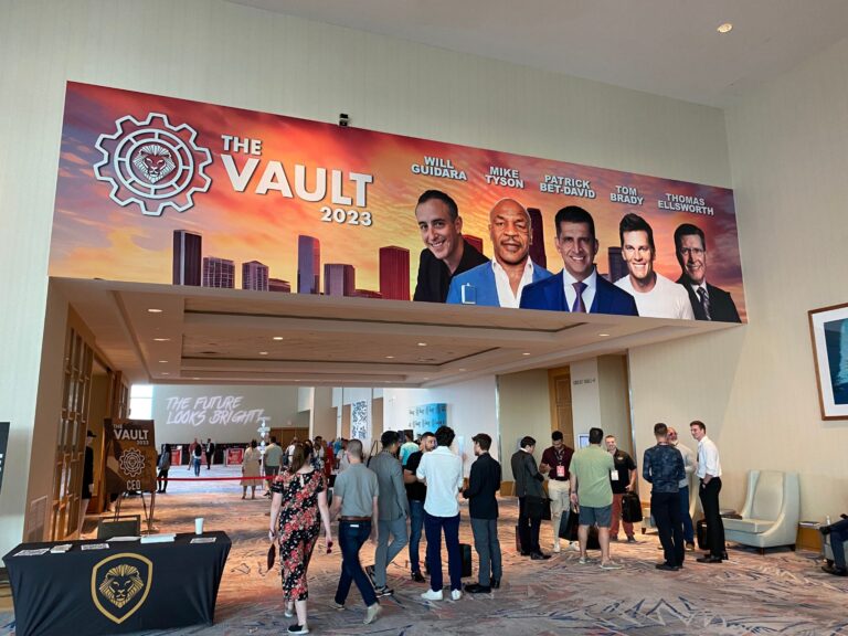 The vault 2023 line of speakers, patrick bet david, tom brady, mike tyson